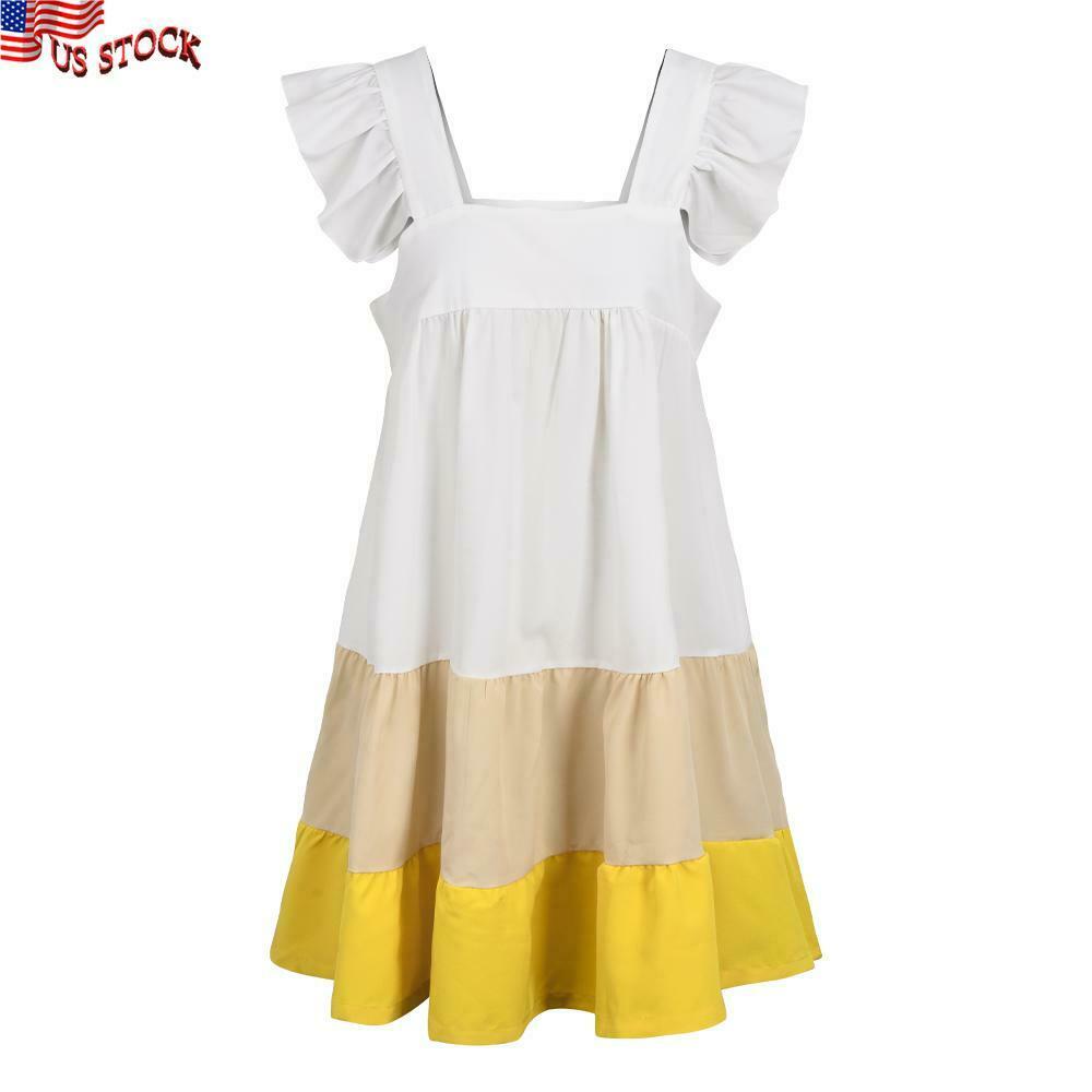 Casual Ruffle Sleeve Square Neck Summer Beach Dress