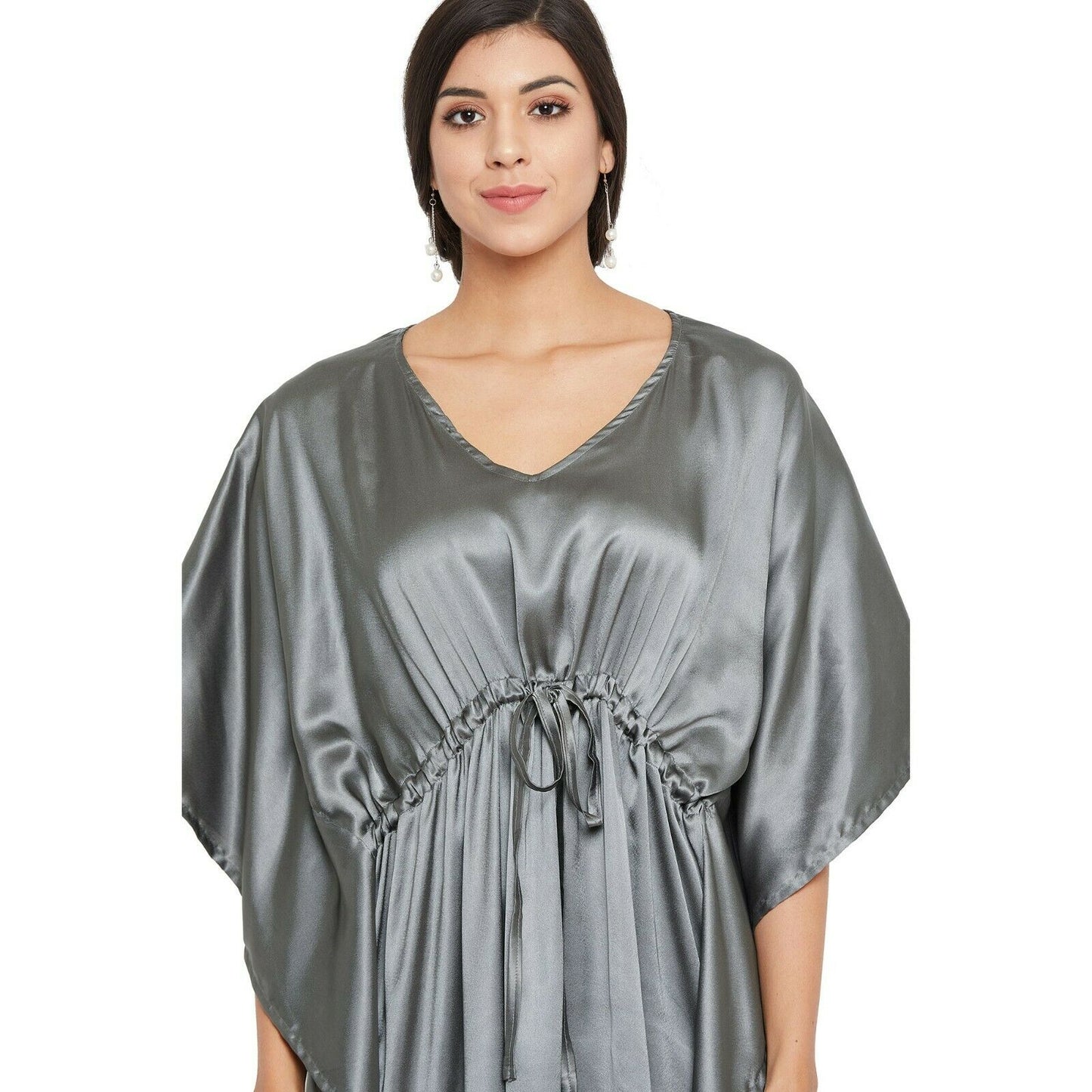 Women Kaftan Satin Kimono Sleeve Evening Gown