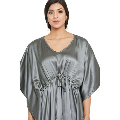 Women Kaftan Satin Kimono Sleeve Evening Gown