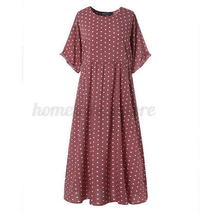 Women Short Sleeve Long Shirt Dress