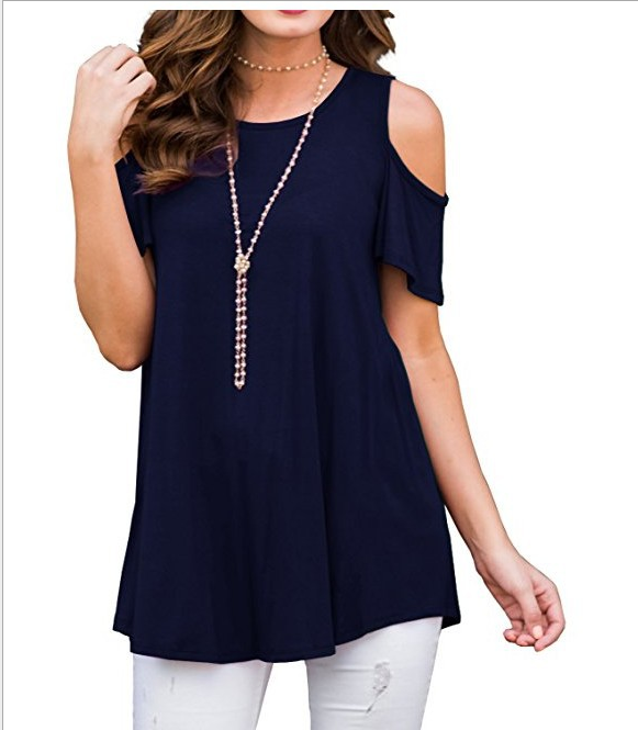 Plus Size Women Summer Cold Shoulder Tops