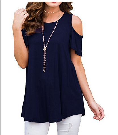 Plus Size Women Summer Cold Shoulder Tops