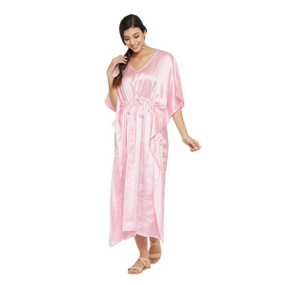 Women Kaftan Satin Kimono Sleeve Evening Gown