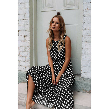 Summer Polka Dot Maxi Dress