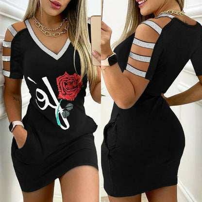 Womens Cold Shoulder Casual Sport Mini Dress