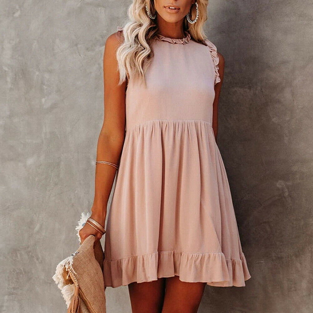 Casual Sundress Loose Ruffle Hem Dress