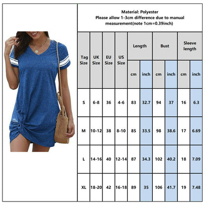 Casual Short Sleeve V Neck Tunic Mini T Shirt