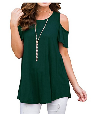 Plus Size Women Summer Cold Shoulder Tops