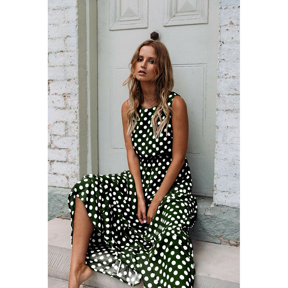 Summer Polka Dot Maxi Dress