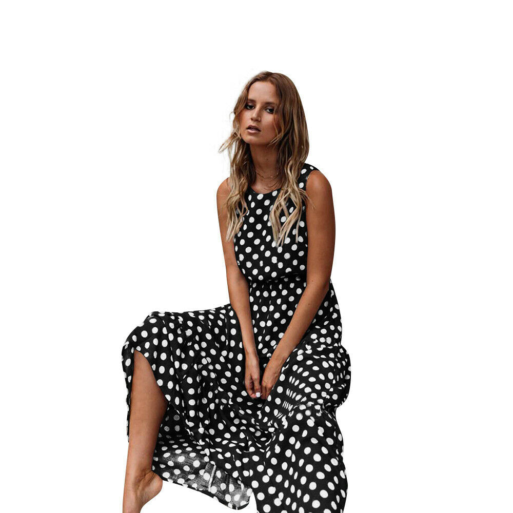 Summer Polka Dot Maxi Dress