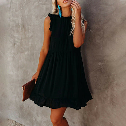 Casual Sundress Loose Ruffle Hem Dress