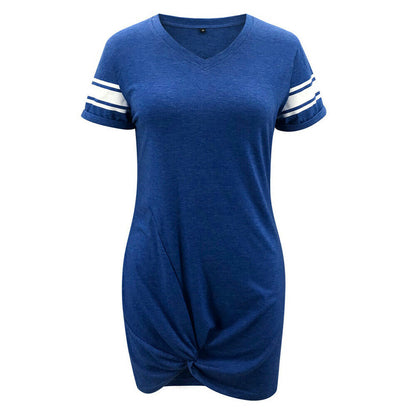 Casual Short Sleeve V Neck Tunic Mini T Shirt