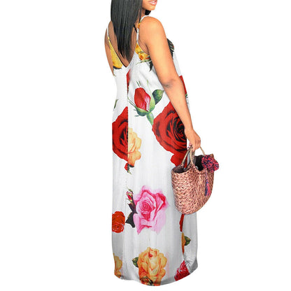 Casual Floral Pocket Loose Party Maxi Dress