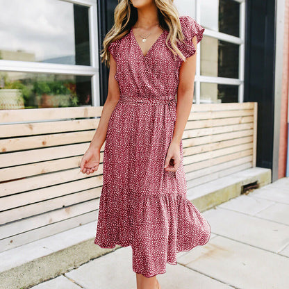 Women's Casual Summer Polka Dot Midi Dress