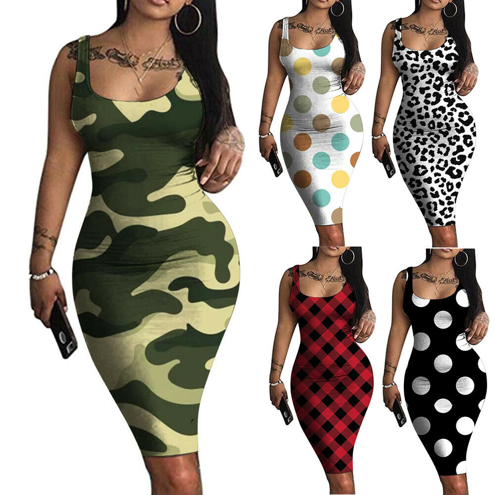 Women Print Bodycon Pencil Dress