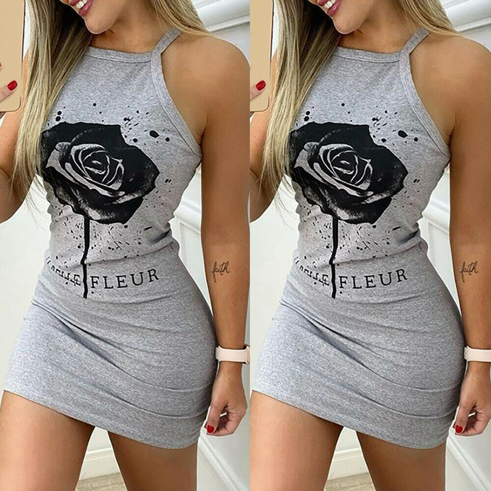 Women Summer Sleeveless Slim Mini Dress