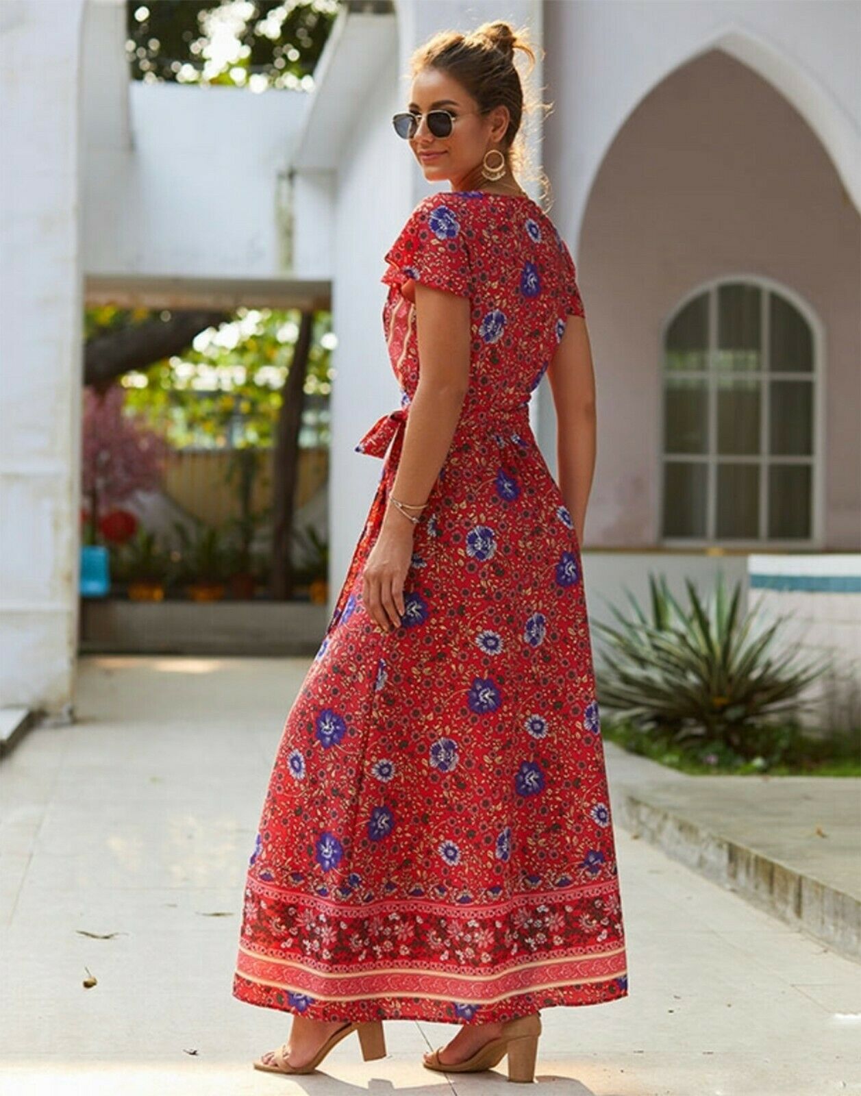 Women's Maxi Boho Floral Summer Beach Long Dress