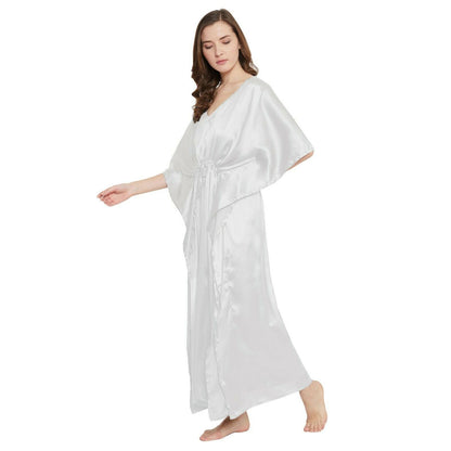 Women Kaftan Satin Kimono Sleeve Evening Gown