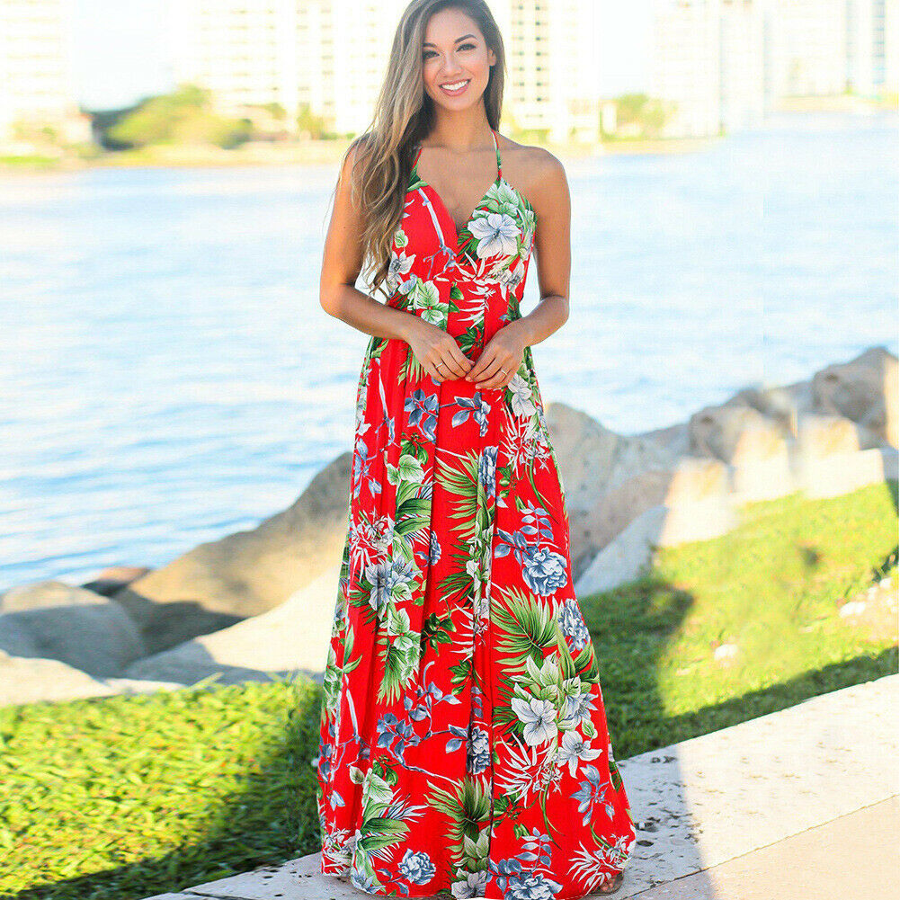 Women's Boho Floral Maxi Dress