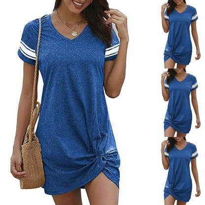 Casual Short Sleeve V Neck Tunic Mini T Shirt