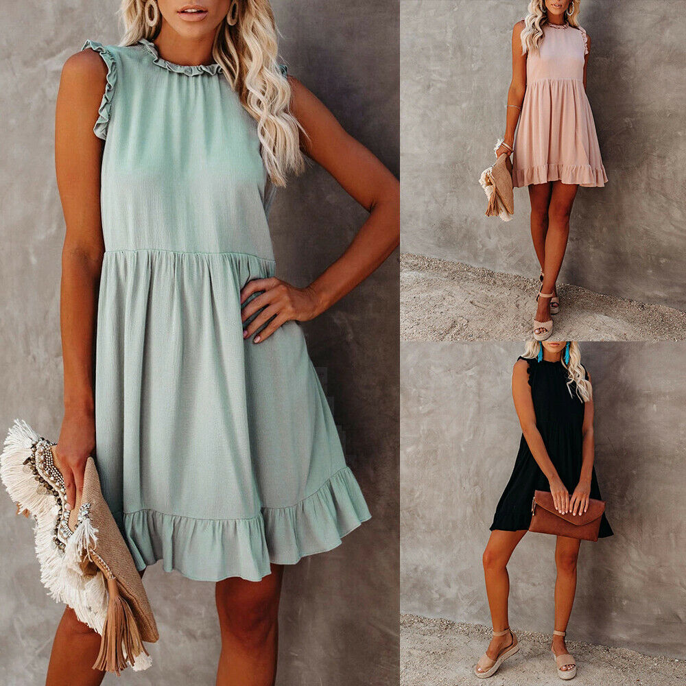 Casual Sundress Loose Ruffle Hem Dress