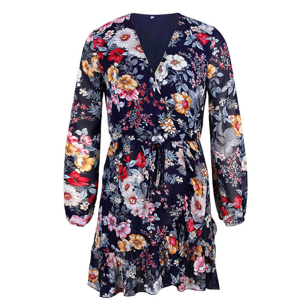 Casual V-Neck Floral Mini Dress