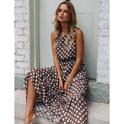 Summer Polka Dot Maxi Dress