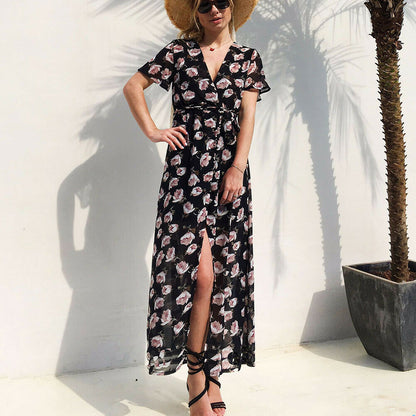 Women's Maxi Boho Floral Summer Beach Long Dress