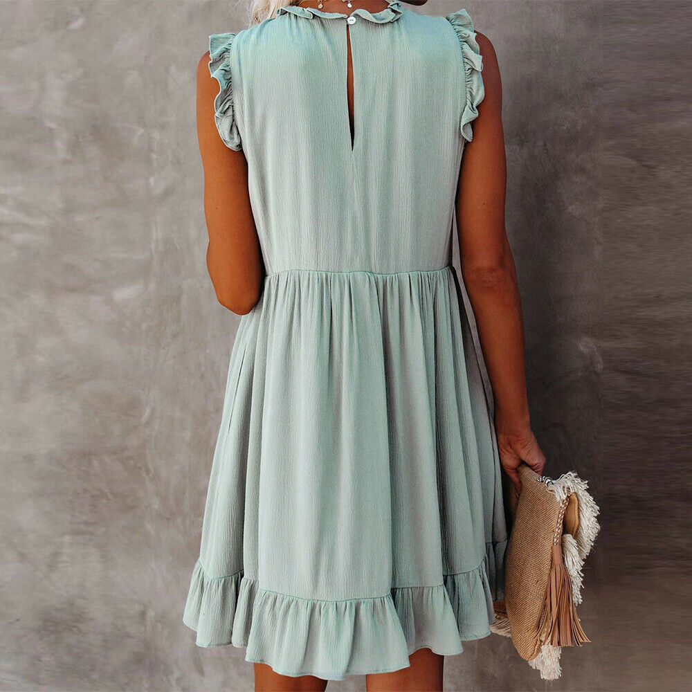 Casual Sundress Loose Ruffle Hem Dress