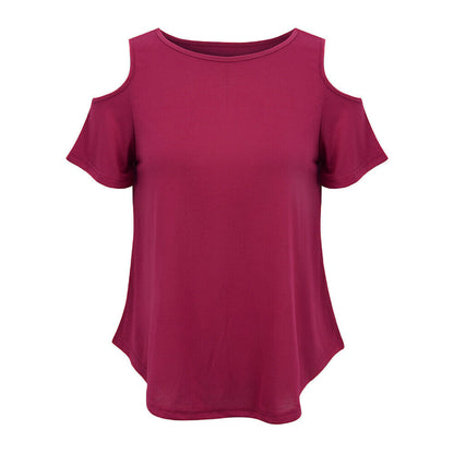 Plus Size Women Summer Cold Shoulder Tops