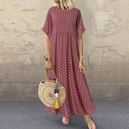 Women Short Sleeve Long Shirt Dress