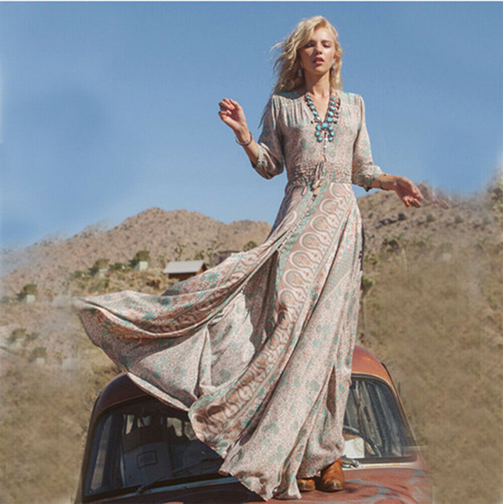 Women's Maxi Boho Floral Summer Beach Long Dress