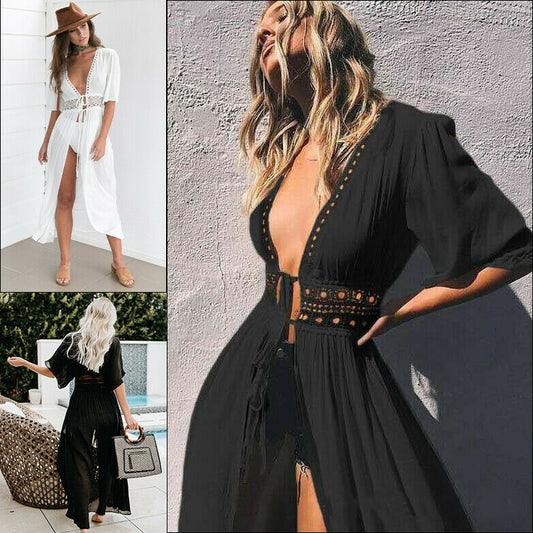 Casual Summer Boho Beach Long Maxi Slit Dress