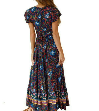 Women's Maxi Boho Floral Summer Beach Long Dress