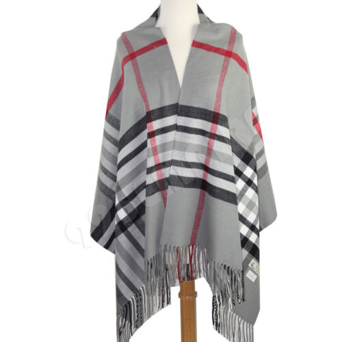 Oversized Plaid Check Blanket 100% Cashmere Scarf