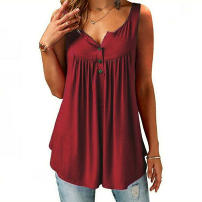 Sleeveless Casual V Neck T Shirt