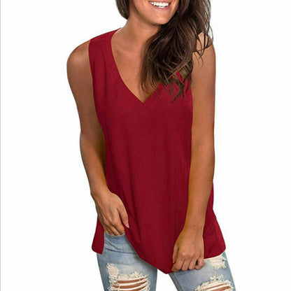 Casual V Neck Loose Tunic Tank Tops