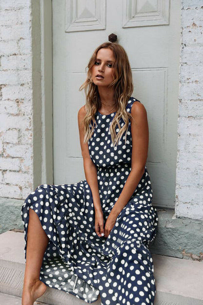 Summer Polka Dot Maxi Dress