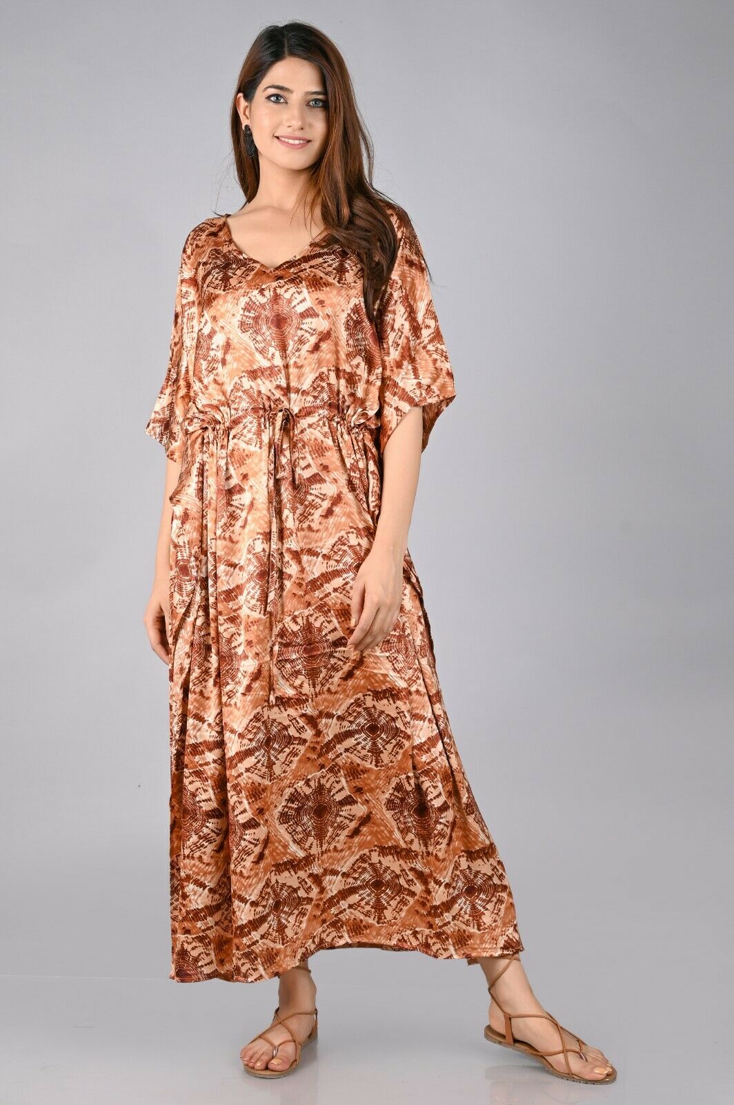 Women Kaftan Satin Kimono Sleeve Evening Gown