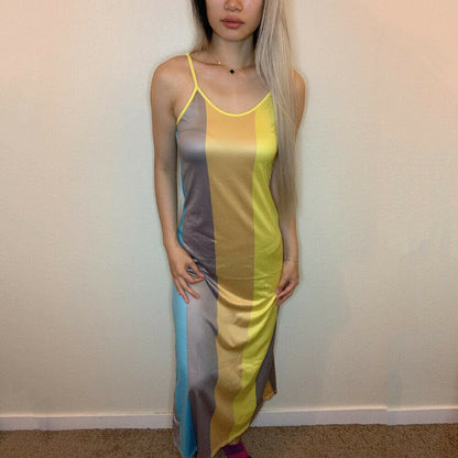 Summer Gradient Long Rainbow Maxi Dress