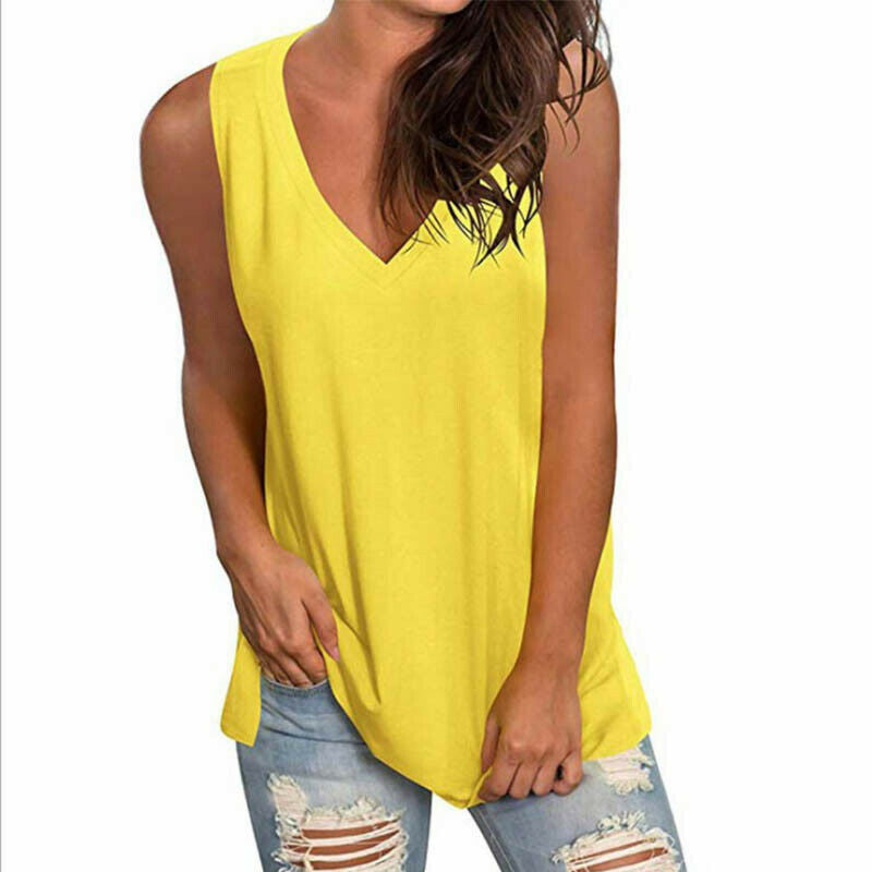 Casual V Neck Loose Tunic Tank Tops