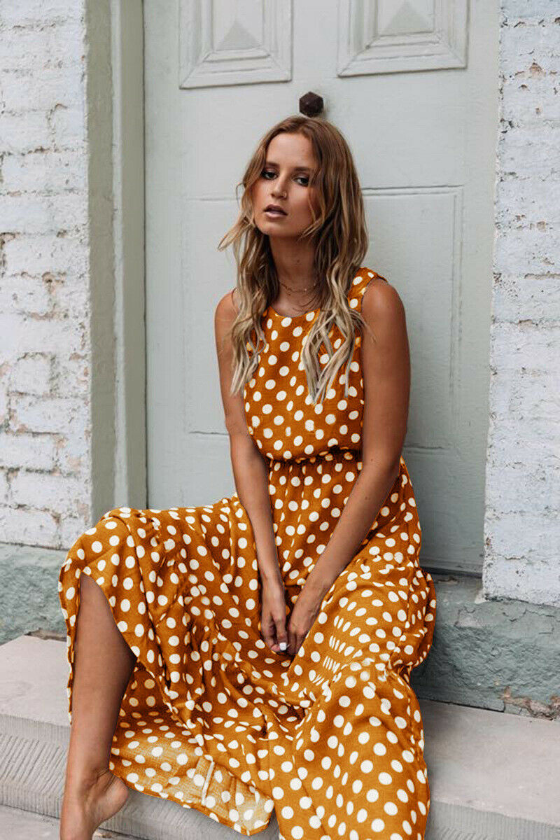 Summer Polka Dot Maxi Dress