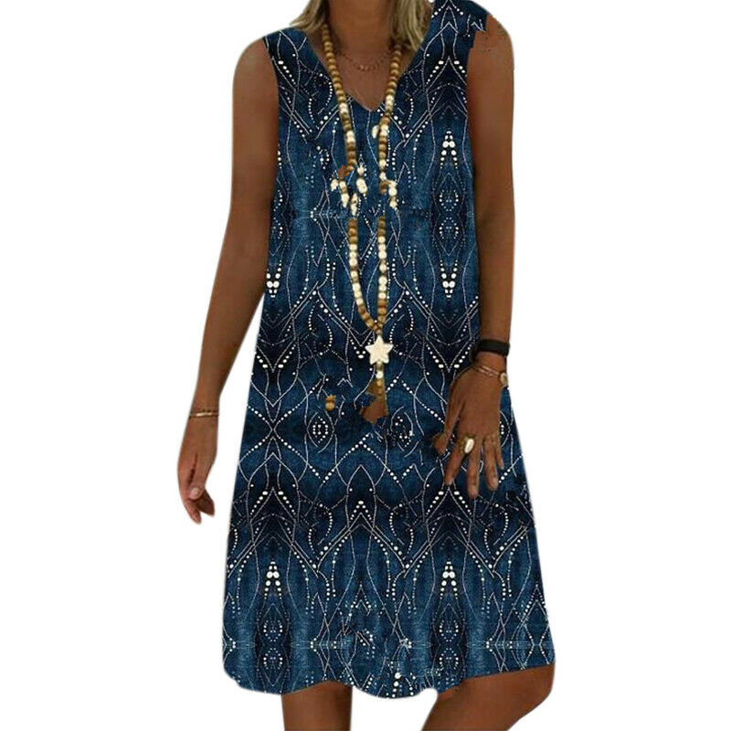 Women Sleeveless Tank Tunic Dress