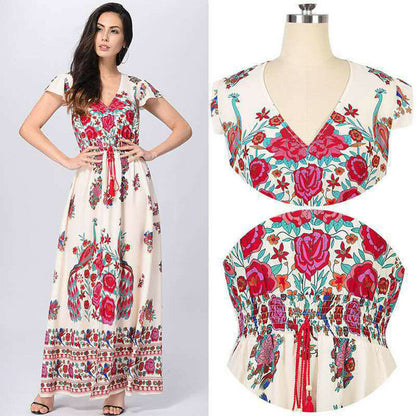 Women's Maxi Boho Floral Summer Beach Long Dress