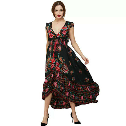 Women's Maxi Boho Floral Summer Beach Long Dress