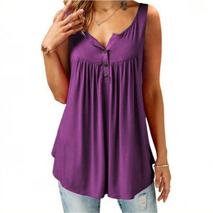 Sleeveless Casual V Neck T Shirt