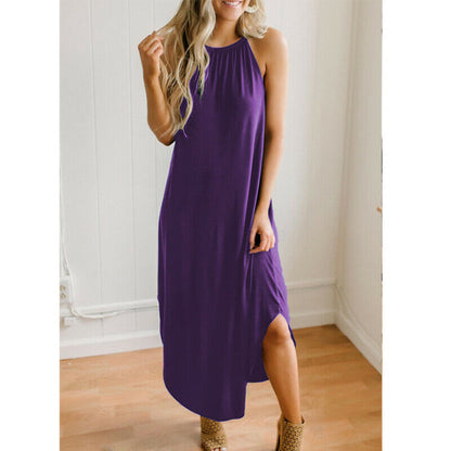 Crew Neck Ladies Sleeveless Maxi Dress