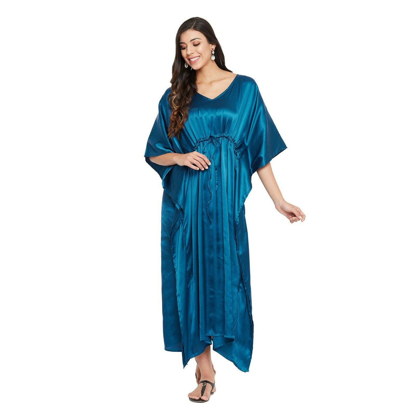 Women Kaftan Satin Kimono Sleeve Evening Gown