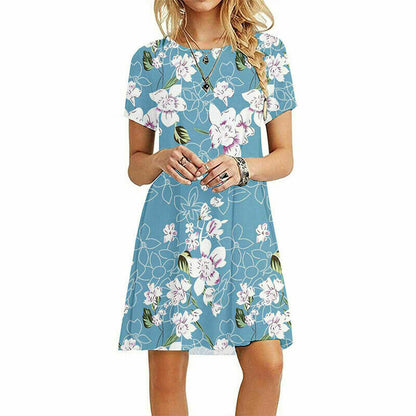 Floral Beach A Line Mini Dress