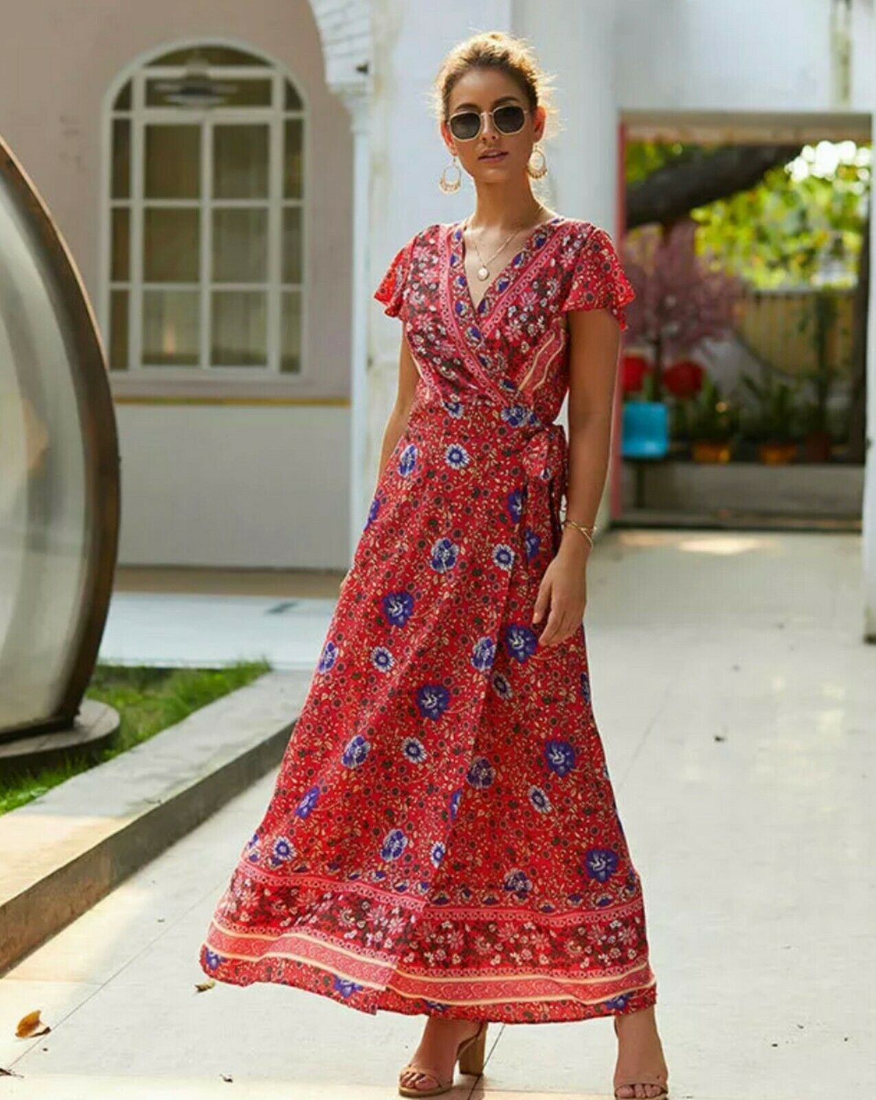 Women's Maxi Boho Floral Summer Beach Long Dress